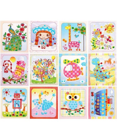 12Pcs Colorful Sticky Buttons Mosaic Paintings Art Kits for Kids DIY Mosaic Art Crafts Activities Early Learning Games Handma...