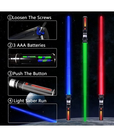 Lightup Saber 3 Packs 3 Colors LED Light Sword with Sound (Motion Sensitive) Extendable and Realistic Handle FX Lightup Saber...