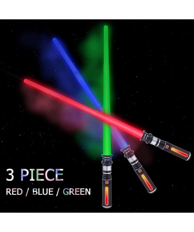 Lightup Saber 3 Packs 3 Colors LED Light Sword with Sound (Motion Sensitive) Extendable and Realistic Handle FX Lightup Saber...