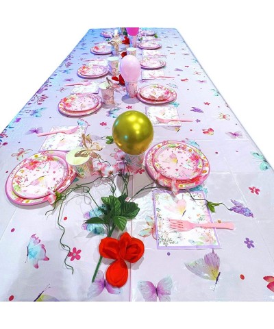 Butterfly Birthday Party Supplies - Party Plates Cups Napkin Set Forks Tablecloth Latex Balloon Arch Kit 3D Wall Decor for Pa...