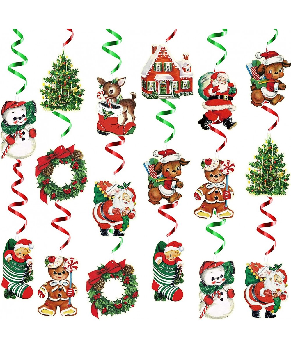 30PCS Vintage Christmas Party Hanging Swirl Decoration Ceiling Hanging Decor for Xmas Party Christmas Hanging Streamer Party ...