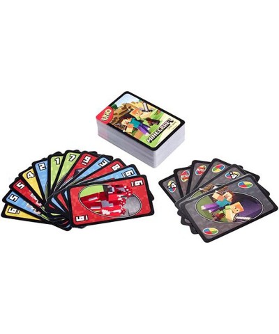 UNO Minecraft Card Game Videogame-Themed Collectors Deck 112 Cards With Character Images Gift For Fans Ages 7 Years Old & Up ...