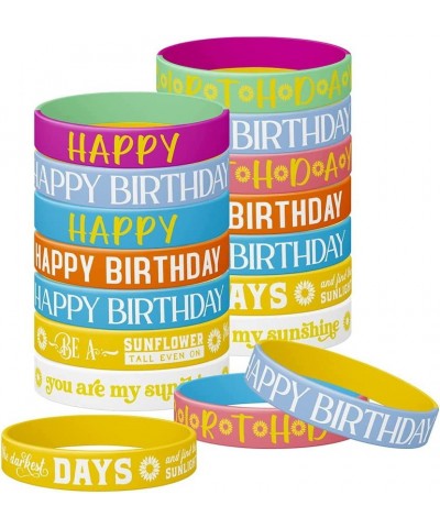 28 Pieces Happy Birthday Sunflower Theme Rubber Silicone Bracelets Rubber Inspirational Quote Bracelets Birthday Party Favors...