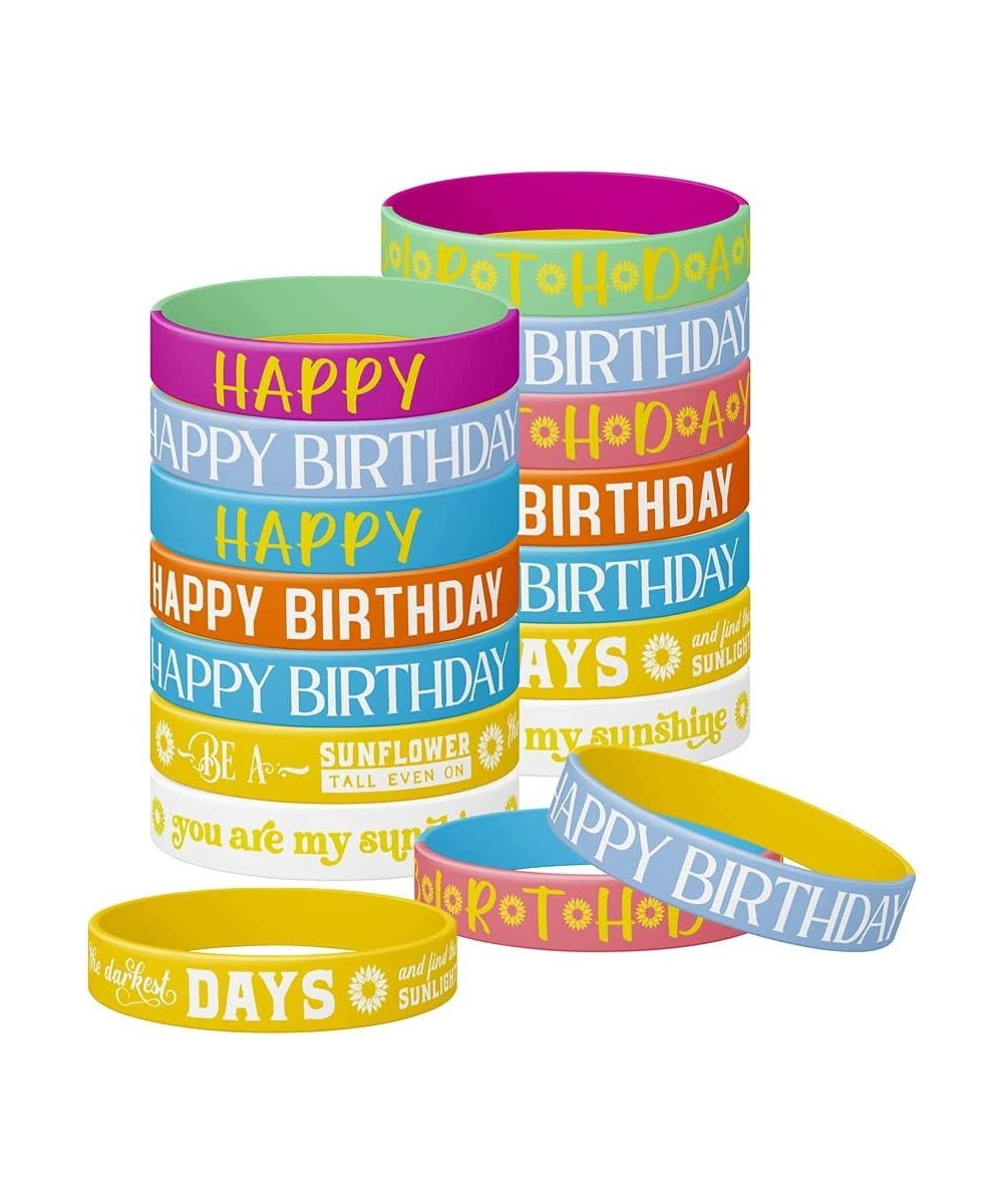 28 Pieces Happy Birthday Sunflower Theme Rubber Silicone Bracelets Rubber Inspirational Quote Bracelets Birthday Party Favors...