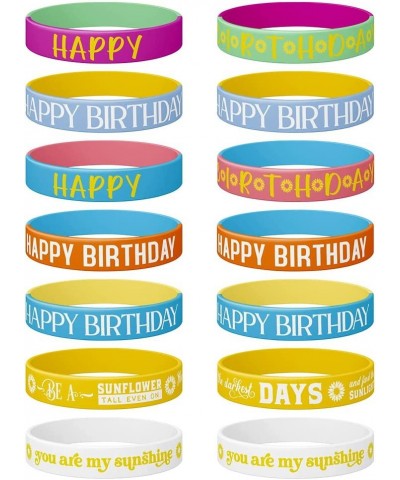 28 Pieces Happy Birthday Sunflower Theme Rubber Silicone Bracelets Rubber Inspirational Quote Bracelets Birthday Party Favors...