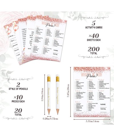 220 Pieces Bridal Shower Games Supplies 5 Sets (40 Cards Each) Wedding Games Cards and 20 Pieces Pencils Printed Words Editab...