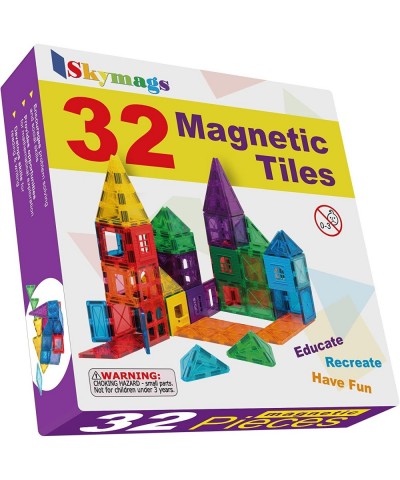 Magnetic Blocks Magnet Tiles for Kids 32 Pcs Set Magnetic Building Tiles for Ages 4-8 3-5 Educational Building Toys for Child...