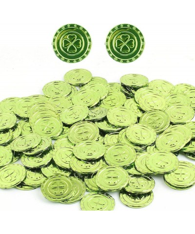 100 Pieces Happy St. Patrick's Day Coins Plastic Shamrock Coin Gold Plastic Coin Meaning Wealth and Good Luck 3-Leaf Clover a...