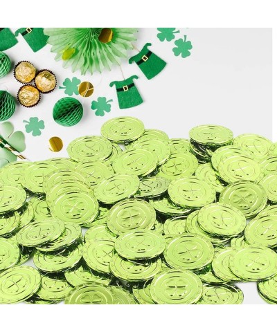 100 Pieces Happy St. Patrick's Day Coins Plastic Shamrock Coin Gold Plastic Coin Meaning Wealth and Good Luck 3-Leaf Clover a...