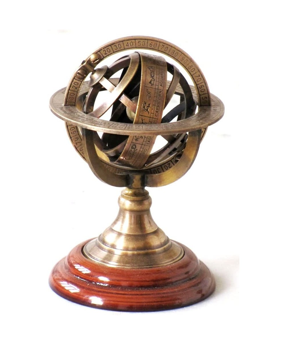 Nautical Collectible Home Decor Table Top 5" Zodiac Sphere Globe Solid Brass Armillary Sphere $45.29 Geographic Globes