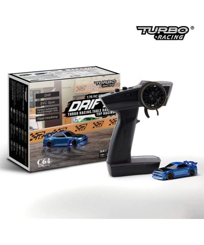 Turbo Racing 1:76 C64 Drift RC Car with Gyro Radio Full Proportional Remote Control Toys RTR Kit (C64 Blue) $129.74 Remote & ...