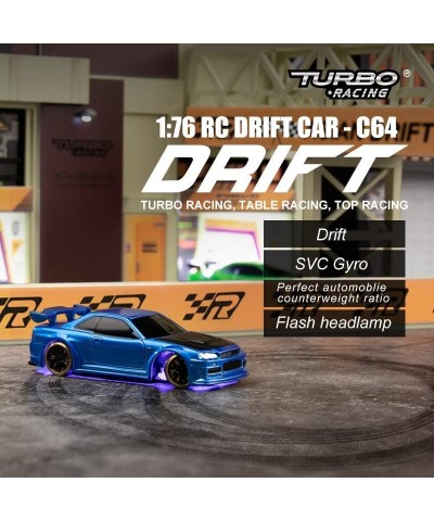 Turbo Racing 1:76 C64 Drift RC Car with Gyro Radio Full Proportional Remote Control Toys RTR Kit (C64 Blue) $129.74 Remote & ...