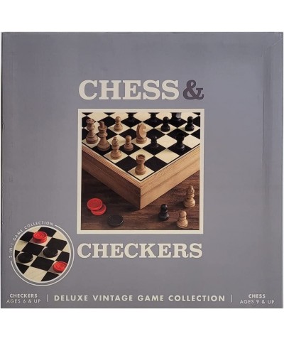 Deluxe Vintage 2-in-1 Wood Chess and Checkers Game Set $40.21 Board Games