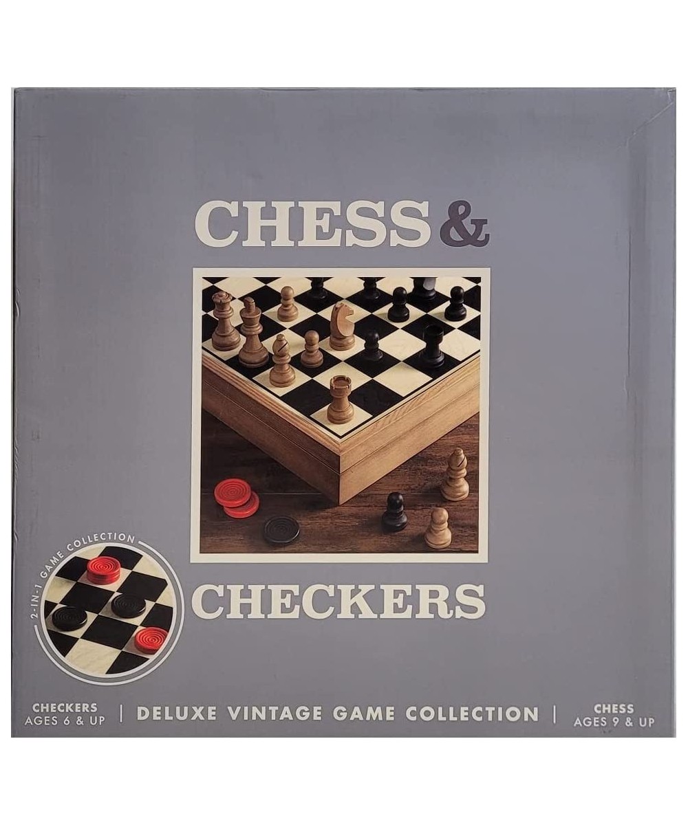 Deluxe Vintage 2-in-1 Wood Chess and Checkers Game Set $40.21 Board Games