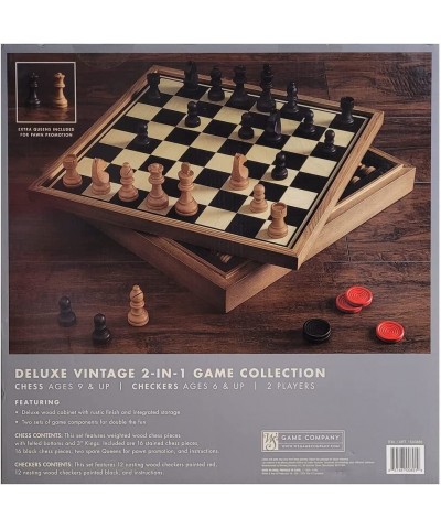 Deluxe Vintage 2-in-1 Wood Chess and Checkers Game Set $40.21 Board Games