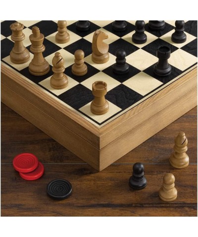 Deluxe Vintage 2-in-1 Wood Chess and Checkers Game Set $40.21 Board Games