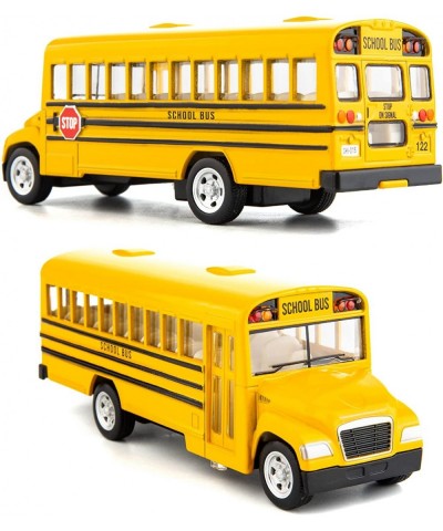 Diecast Yellow School Bus Toy Cars for Kids - 5 Inch Pull Back Car with Opening Doors and Rubber Tires $22.73 Kids' Play Buses