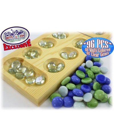 Deluxe Solid Wood Folding Mancala Game with 48 Multi-Colored Gems and 48 Clear Gems (96 Gems Total) $29.15 Board Games