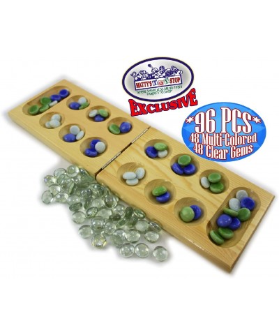 Deluxe Solid Wood Folding Mancala Game with 48 Multi-Colored Gems and 48 Clear Gems (96 Gems Total) $29.15 Board Games