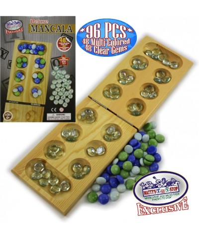 Deluxe Solid Wood Folding Mancala Game with 48 Multi-Colored Gems and 48 Clear Gems (96 Gems Total) $29.15 Board Games