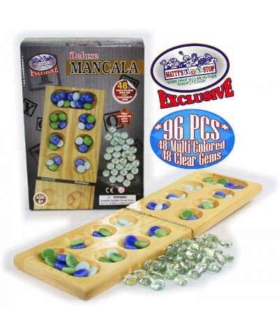 Deluxe Solid Wood Folding Mancala Game with 48 Multi-Colored Gems and 48 Clear Gems (96 Gems Total) $29.15 Board Games