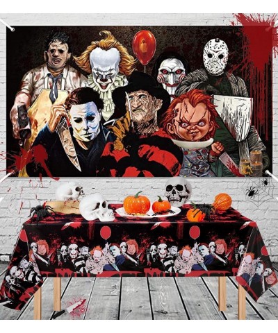 3 pcs Horror Movie Character Tablecloth for Halloween Scream Party Decorations Scary Bloody Tablecloth Size 108 ×54in for Hal...