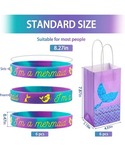 24 Pieces Mermaid Bags Bracelets Keychains Set Mermaid Silicone Wristband Party Favor Bags Mermaid Stickers Temporary Keychai...