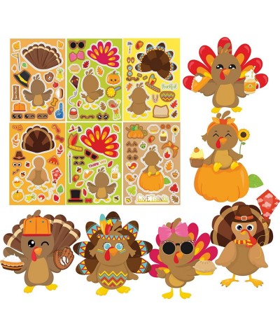 Turkey Stickers Thanksgiving Party Activities for Kids- 36 Face Stickers Sheets Set Make a Turkey Game. DIY Thanksgiving Craf...