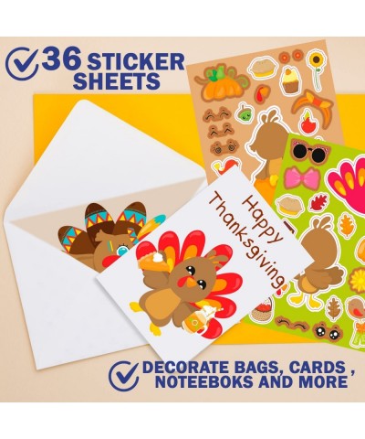 Turkey Stickers Thanksgiving Party Activities for Kids- 36 Face Stickers Sheets Set Make a Turkey Game. DIY Thanksgiving Craf...