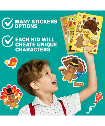 Turkey Stickers Thanksgiving Party Activities for Kids- 36 Face Stickers Sheets Set Make a Turkey Game. DIY Thanksgiving Craf...