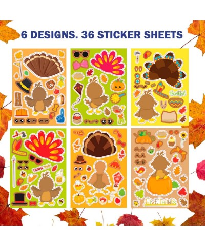 Turkey Stickers Thanksgiving Party Activities for Kids- 36 Face Stickers Sheets Set Make a Turkey Game. DIY Thanksgiving Craf...