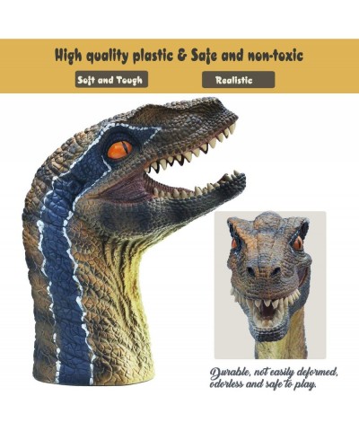 Velociraptor Dinosaur Hand Puppets Large Soft Rubber Realistic Dinosaur Action Figure Funny & Scared Dino Head Hand Puppets H...