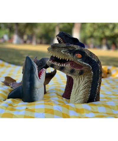 Velociraptor Dinosaur Hand Puppets Large Soft Rubber Realistic Dinosaur Action Figure Funny & Scared Dino Head Hand Puppets H...