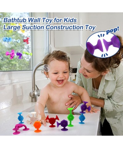 Suction Toys Bath Toy Set - 42 PCS Suction Silicone Construction Toys for Kids Baby Bathtub Sensory Toy Building Blocks Trave...