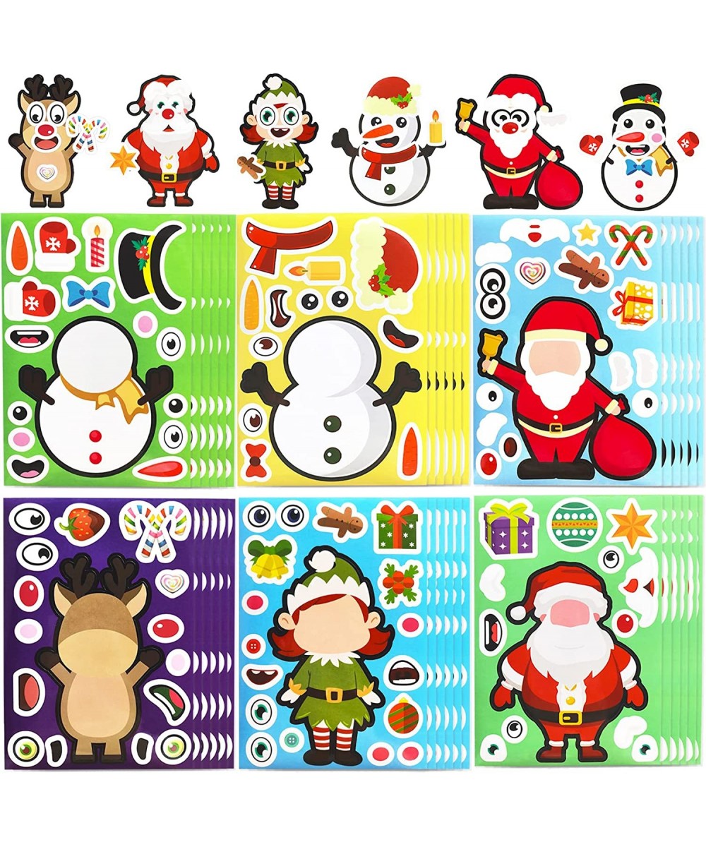 36 Sheets Christmas Stickers Party Favors for Kids Toddlers Craft DIY Santa Snowman Face Stickers Make Your Own Christmas Par...