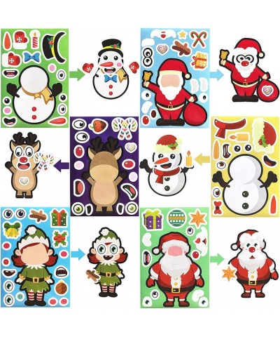 36 Sheets Christmas Stickers Party Favors for Kids Toddlers Craft DIY Santa Snowman Face Stickers Make Your Own Christmas Par...