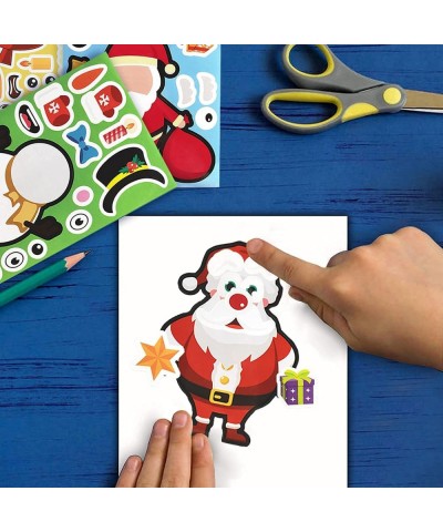 36 Sheets Christmas Stickers Party Favors for Kids Toddlers Craft DIY Santa Snowman Face Stickers Make Your Own Christmas Par...