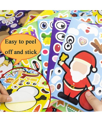 36 Sheets Christmas Stickers Party Favors for Kids Toddlers Craft DIY Santa Snowman Face Stickers Make Your Own Christmas Par...