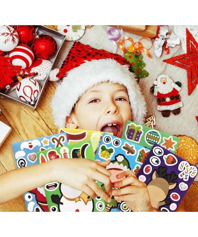 36 Sheets Christmas Stickers Party Favors for Kids Toddlers Craft DIY Santa Snowman Face Stickers Make Your Own Christmas Par...