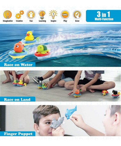 Boat Racer Buddy Fun Educational Bath Toy Finger Puppet Pull and Go Water Racing Sea Life Pal for Shower Pool Bathtub Swim Ha...