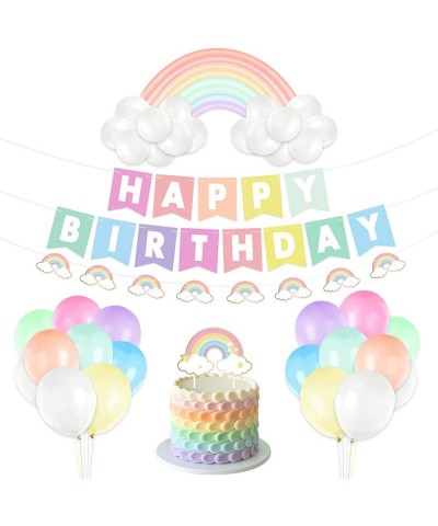 Pastel Rainbow Party Decoration Set Pastel Rainbow Themed Party Kit Happy Birthday Pastel Color Banner Rainbow Bridge Balloon...