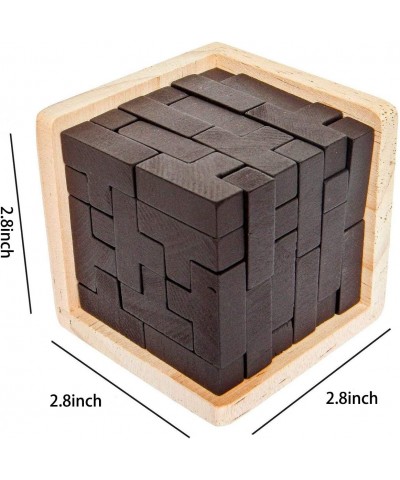 Wooden Brain Teaser Puzzle Cube Wooden Puzzles T-Shaped Jigsaw Logic Puzzle Educational Toy for Kids and Adults (Wine) $20.41...