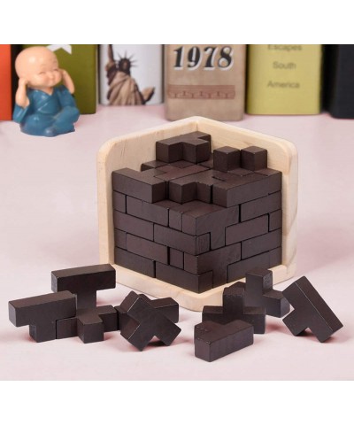 Wooden Brain Teaser Puzzle Cube Wooden Puzzles T-Shaped Jigsaw Logic Puzzle Educational Toy for Kids and Adults (Wine) $20.41...