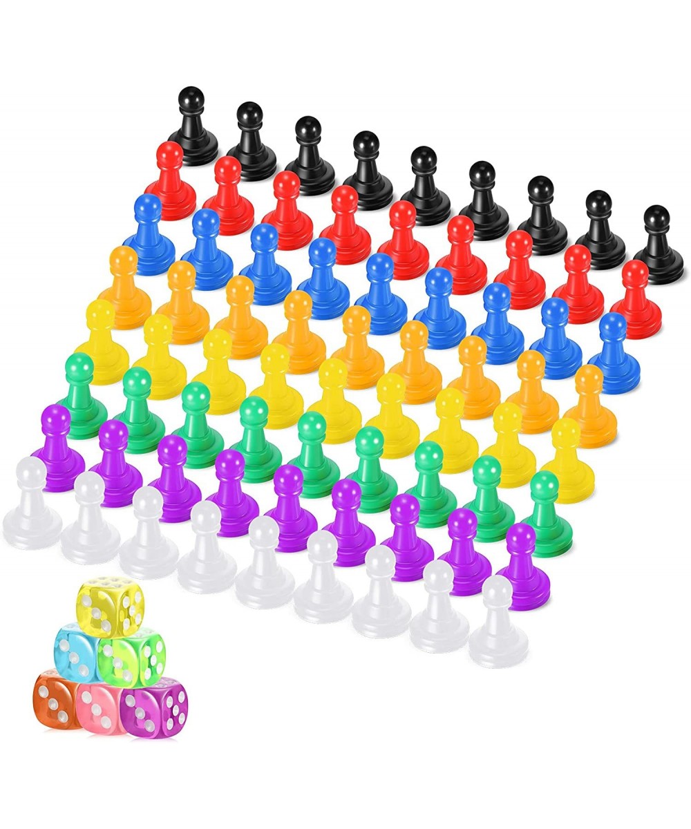 78 Pieces Multicolor Board Game Pieces Include 72 Pieces Multicolor Plastic Pawn Chess Pieces 6 Pieces Plastic 6-Sided Game D...