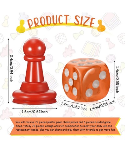 78 Pieces Multicolor Board Game Pieces Include 72 Pieces Multicolor Plastic Pawn Chess Pieces 6 Pieces Plastic 6-Sided Game D...