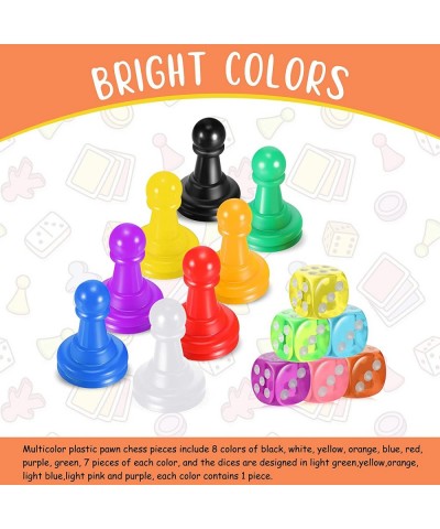 78 Pieces Multicolor Board Game Pieces Include 72 Pieces Multicolor Plastic Pawn Chess Pieces 6 Pieces Plastic 6-Sided Game D...