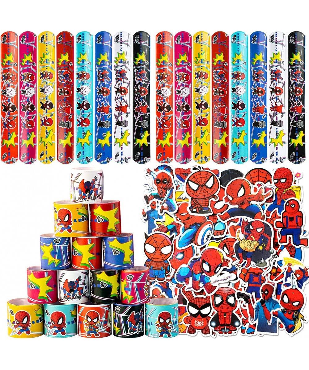 82Pcs Spiderman Party Favors Spiderman Slap Bracelet Set include 32Pcs Slap Bracelet and 50Pcs Spiderman Stickers Best for Fi...