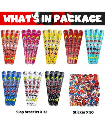 82Pcs Spiderman Party Favors Spiderman Slap Bracelet Set include 32Pcs Slap Bracelet and 50Pcs Spiderman Stickers Best for Fi...