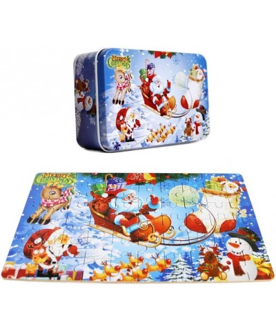 60 Piece Wooden Jigsaw Puzzle in an Box Merry Christmas Xmas Santa Claus Early Childhood Education Puzzle Wooden Cartoon Toys...