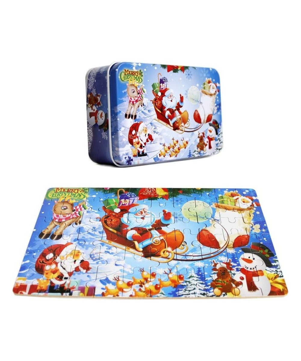 60 Piece Wooden Jigsaw Puzzle in an Box Merry Christmas Xmas Santa Claus Early Childhood Education Puzzle Wooden Cartoon Toys...